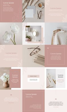 feed instagram, templates postagens, canva, artes no canva, posts no canva, posts instagram, tons rose, nude, tons pasteis, feed feminino, elegante, feed harmonioso Desain Editorial, Instagram Feed Ideas Posts