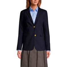 This classy and neat Women's Lands' End School Uniform Hopsack 2-Button Blazer Jacket is ready for those long days on campus.Click on this WOMEN'S GUIDE to find the perfect fit and more! This classy and neat Women's Lands' End School Uniform Hopsack 2-Button Blazer Jacket is ready for those long days on campus.Click on this WOMEN'S GUIDE to find the perfect fit and more! FEATURES Lapel collar 2 double welt pockets Long sleeves 2-button front Fully lined Vented hemFIT & SIZING Shaped sides for a Plus Size Shorts, Blazer Buttons, Lapel Collar, Plus Size Tops, Welt Pockets, Lands End, Deep Blue, Blazer Suit, Plus Size Dresses