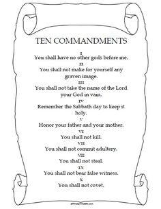 ten commandments coloring page with the words ten commandments