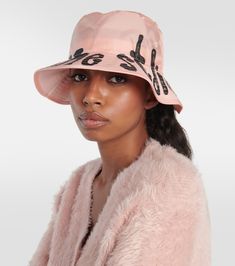 Logo bucket hat in pink - Acne Studios | Mytheresa Spring Hats With Logo Print And Curved Brim, Pink Flat Brim Bucket Hat, Flat Brim Bucket Hat For Spring Streetwear, Pink Bucket Hat For Spring Outdoors, Pink Bucket Hat For Spring Outdoor, Pink Bucket Hat For Spring Outdoor Activities, Pink Flat Brim Bucket Hat For Spring, Pink Bucket Hat For Outdoor Spring Activities, Spring Pink Flat Brim Bucket Hat