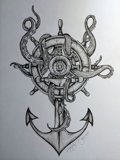 an anchor and some snakes on top of it with the caption's in french