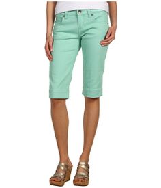 KUT from the Kloth Wide Hem Bermuda Short22 Casual Cotton Capri Length Bottoms, Casual Capris With Built-in Shorts, Casual Green Knee-length Bottoms, Cotton Knee-length Shorts For Spring, Spring Short Pants With Hip Pockets, Casual Capris With Built-in Shorts For Spring, Stretch Cotton Bermuda Bottoms, Bermuda Bottoms With Pockets For Spring, Spring Green Cotton Capris