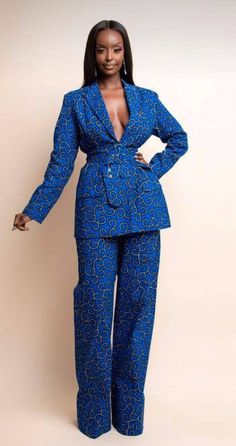 Here's a stylish African suit set made of 💯 African wax, suitable for work, meetings, weddings, birthdays and lots more events. There's zipper at the side of the pants and two side pockets. *Please include Your height to aid Us in predicting the suitable length for the pants 👖* LAUNDRY GUIDE -wash with a mild soap -do not bleach -do not machine wash Customisations are welcome to all outfits... Feel free to start an Etsy conversation for further enquiry...kind regards Blue Two-piece Set For Workwear, Formal Printed Long Sleeve Suits, Printed Long Sleeve Suits For Formal Occasions, Formal Long Sleeve Printed Suit, Traditional Printed Formal Sets, Elegant Printed Formal Sets, Traditional Printed Sets For Formal Occasions, Ankara Two Piece, Ankara Suit