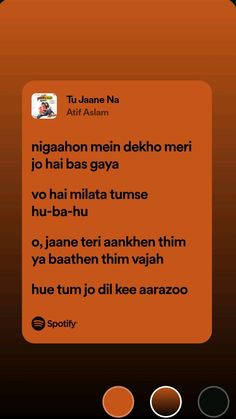 an orange and black text message on a cell phone with the caption'tu jaane na ait alamm '