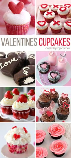 valentine's day cupcakes with hearts and other treats to make them look like they are in love