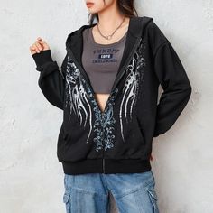 Dodobye Graphic Print Zip Up Hoodie 00s Retro Cyber Y2K Sweatshirt Wings Grunge Emo Goth Jacket Coat Women Men Aesthetic StreetwearSPECIFICATIONSBrand Name: DodobyeOrigin: Mainland US(Origin)Season: Autumn/WinterDecoration: noneAge: Ages 25-35 Years OldMaterial: POLYESTERThickness: StandardElasticity: Slight StrechSleeve Style: regularHooded: YesFabric Type: BroadclothPattern Type: PrintStyle: gothicFit Type: Regulai FitSleeve Length(cm): FullRelease Date: Autumn 2024Clothing Patterns: STRAIGHTG Goth Jacket, Y2k Sweatshirt, Slim Fit Coat, Men Aesthetic, Aesthetic Streetwear, Emo Goth, Cropped Sweatshirt, Fashion Graphic, Streetwear Y2k