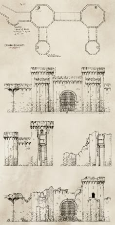 an old drawing of some type of architecture