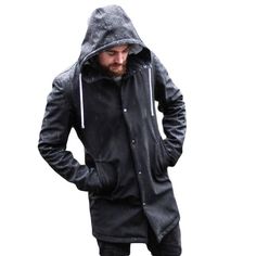 Buy Stylish and slim fit rain jackets from Ember&Earth. Visit here to buy black raincoat online: goo.gl/Iteo50 Rain Coat Men, Black Rain Coat, Black Raincoat, Duffel Coat, Mens Raincoat, Black Rain, Singing In The Rain, Coat Men, Wax Jackets