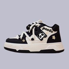 Kawaii Panda Chunky High Top Shoes - Women's - Bobo's House Panda Shoes, Mid Top Shoes, Star Boots, Kawaii Panda, Expressive Fashion, Mid Top, Unisex Shoes, Chunky Platform, High Top Shoes