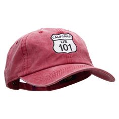 US 101 Embroidered Unstructured Pigment Dyed Cotton Cap.100% cotton twill.One size fits most, Fits up to XL.Adjsutable buckle closure .Crown measures 3.5 inches deep.6 panels, unstructured low profile.Stiff and precurved 2.7 inch long bill.Adult/Unisex. A great hat for any live events, causal settings, or eventful outings.8(W) X 11(L) X 4 1/2(H) inches.Flexible, soft and durable material.Fabric has a brushed and vintage feel and look.Hand wash only.All Seasons.Imported. Vintage Dad Hat With Embroidered Logo And Curved Visor, Vintage Cotton Dad Hat One Size, Vintage Cotton Dad Hat One Size Fits Most, Red Cotton Trucker Baseball Cap, Vintage Dad Hat With Curved Bill, Vintage Cotton Trucker Hat With Curved Visor, Vintage Cotton Dad Hat With Curved Visor, Vintage Soft-washed Dad Hat Baseball Cap, Vintage Soft-washed Dad Baseball Cap