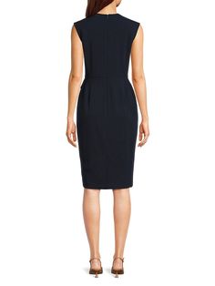 Roundneck Sleeveless Concealed Back Zip Closure Knee Length 96% Polyester & 4% Spandex Dry Clean Imported. Womens - W Dresses > Saks Off 5th. Calvin Klein. Color: Caper. Size: 4. Dresses For Wedding Guests, Linen Sweater, Sweater Trends, Wardrobe Edit, Dresses For Wedding, Swimwear Cover, Wedding Guests, Summer Trends, Comfortable Dress