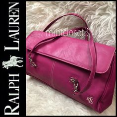 Lauren, Ralph Lauren Signature Purse In Luxurious Pink Leather Satchel Style! Silver Tone Hardware With Iconic Rll Logo On Front With Contrast And Tonal Stitching Details! Double Handles Drop About 10 Inches! Top Flap Snap Button Closure Opens To Fully Lined Interior With Zipped And Slip Pockets!Ideal For Carrying Your Essentials! Used With Normal Wear On Exterior Corners, Overall In Very Good Condition! Ralph Lauren Bags, Ralph Lauren Leather, Stitching Details, Pink Leather, Leather Satchel, Lauren Ralph Lauren, Snap Button, Leather Bag, Satchel