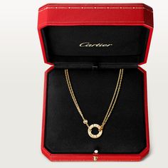 CRB7219500 - LOVE necklace, 2 diamonds - Yellow gold, diamonds - Cartier Cartier Love Necklace, Trinity Necklace, Cartier Gold, Cartier Necklace, Cartier Jewelry, Cartier Love, Necklace White, Girly Jewelry, Rose Gold Necklace