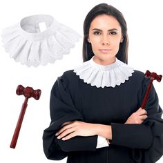 PRICES MAY VARY. Package contents: this package includes lace false collar and judge wooden gavel, nice combination to meet your different costume needs on various occasions, you can also share them with your friends and families, taking photos with wearing the charming judge costume Reliable material: charming decorative collar is made of quality material and lace, light weight and comfortable to wear; The gavel is made of reliable wooden materials that are non-toxic and safe, it has a smooth s Judge Costume, Blouse Collar, False Collar, Fake Collar, Halloween Costume Accessories, Funny Halloween Costumes, Choker Collar, Collar Blouse, Halloween Costumes For Kids