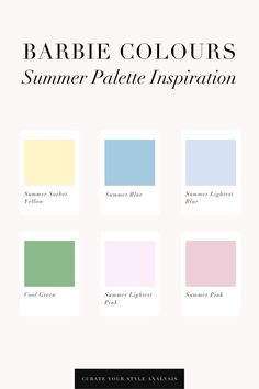 Colour Analysis for the Summer Palette Barbie looks 💕 . #coloranalysis #colouranalysis #summerpalette #truesummer #summerpalette #coloranalyst #barbieoutfit #margotrobbie Cool Summer Pallet, Summer Clear Color Palette, Light Summer Swatches, Light Summer Fabric Swatches, Summer Light Personal Color, Linen Summer Outfits, Nail Polish Colors Summer