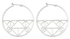 Unique Geometric Click-Down Hoop Earrings Plated in Gold or Rhodium Symbolic Round Pierced Hoop Earrings, Symbolic Small Hoop Earrings For Pierced Ears, Modern Small Hoop Pierced Earrings, Modern Sterling Silver Hoop Earrings, Contemporary Small Hoop Earrings As Gift, Modern Small Hoop Metal Earrings, Contemporary Metal Hoop Earrings For Pierced Ears, Contemporary Hoop Earrings, Modern Handmade Metal Hoop Earrings