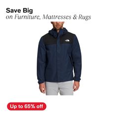 in stock Fall Windproof Windbreaker, Waterproof The North Face Outerwear For Sports, The North Face Waterproof Sports Outerwear, Navy Outerwear For Outdoor Activities, Navy Waterproof Outerwear For Hiking, Functional The North Face Outerwear For Outdoor Work, Waterproof Rain Jacket, Waterproof Jacket, North Face Mens