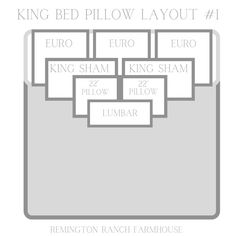 the bed pillow layout is shown in grey and white, with four different names on it