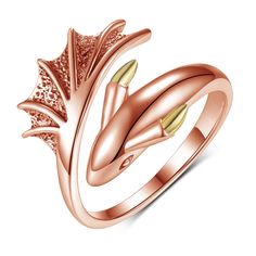 PRICES MAY VARY. 💖【Dragon Design】: The dragon is a mysterious and powerful creature and a symbol of strength and courage. Our unique Rose Gold Dragon ring is designed in cute anime style, suitable for any young women and men to wear. It will bring you protection and good luck. 💖【Hypoallergenic Material】: This dragon jewelry is handcrafted from high quality 925 sterling silver and the dragon's horns are plated with 14K yellow gold for durability and a glamorous sparkle. It is also hypoallergeni Dragon Rings, Dragon Horns, Dragons Gift, Dragon Ring, Unique Roses, Wire Jewelry Designs, Gold Dragon, Dragon Jewelry, Symbol Of Strength