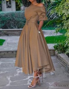 Lasaky - Elegant Long Dress with Sash Belt Waist Stile Hijab, Womens Long Dresses, Fitted Maxi Dress, Elegant Maxi Dress, Long Dress Casual, Elegant Dresses Long, Necklines For Dresses, Vestido Casual, Women Long Dresses