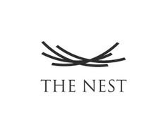 the nest logo on a white background with black lines in the shape of two intersecting branches