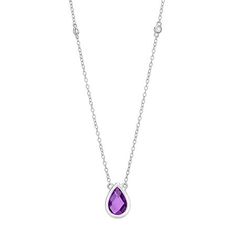 Jewelry Closure: Spring Ring ClaspLink Construction: SolidSetting: BezelStone: AmethystStone Cut: PearMetal Color: WhiteChain Length: 18 InchPendant Length: 11mmPendant Width: 9mmMetal: Sterling SilverChain Construction: CableCare: Wipe CleanAuthenticity: Genuine StoneBirthstone: February BirthstoneCountry of Origin: Imported Purple Teardrop Fine Jewelry Necklace, Fine Jewelry Amethyst Teardrop Pendant Necklace, Fine Jewelry Purple Teardrop Pendant Necklace, Purple Teardrop Pendant Fine Necklace, Purple Teardrop Pendant Necklace For Anniversary, Sterling Silver Necklace Pendants, Silver Pendant Necklace, Purple Amethyst, Sterling Silver Pendant