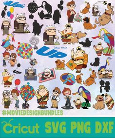 various cartoon characters are shown in this poster