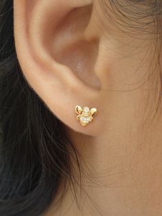 For Ready-to-ship items search here, https://etsy.me/39BDvMS Bee Lover Earrings Gift / Surprise Gift for Her / Honey Bee Earrings / Delicate Small Pair of Earrings / September Birthstones About Features- * Ready to Ship * Materials: Solid Gold * Gold karat: 14K * Gold color: Yellow Gold * Gemstones: 8 Pcs White Sapphires * Gemstones Grade: AAA Natural White Sapphires * Location: Earlobe * Dimension: 7.10 mm * Style: Honey Bee Earrings * Ready to Ship in 3-5 Business Days * Layaway Plan Available 14k Gold Diamond Earrings With Ear Wire As Gift, Gold Diamond Earrings With Ear Wire For Gift, Fine Jewelry Diamond Earrings For Gift, 14k Gold Diamond Earrings For Gift, Hypoallergenic Yellow Gold Diamond Earrings As Gift, Gift Cubic Zirconia Diamond Earrings With Ear Wire, Surprise Gifts For Her, Lover Earrings, Honey Bee Earrings