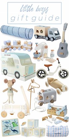 a bunch of toys that are in the shape of a truck and some other items