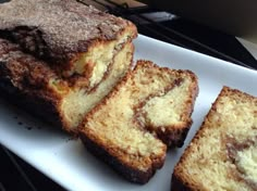 slices of cake sitting on top of a white plate