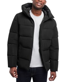 in stock Men Inspiration, Puffer Jacket Men, Man Quilt, Hooded Puffer Jacket, Michael Kors Men, Logo Badge, Men's Coats & Jackets, Jackets Online, Men's Coats And Jackets