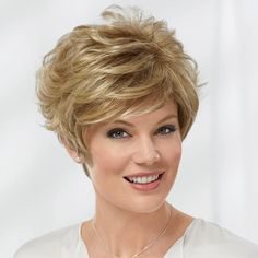 PRICES MAY VARY. SHOP THE LOOK: Soft layers with built-in volume give this glamorous style healthy fullness on top and in back. VA-VA VOLUME: Make a big impression. Soft touchable waves look ever-so natural, even up close. Permalift and permatease give wigs extra body without added weight. YES! LAYERS: Precisely placed layers are essential to nearly every fabulous style. Short or long, tousled or blended…textured cuts create shape and natural-looking movement. QUALITY YOU CAN TRUST: Authentic sa Blonde Silver, Wilshire Wigs, Wavy Layers, Good Quality Wigs, Face Framing Bangs, Grey Wig, Short Grey Hair, Quality Wigs, Shades Of Blonde