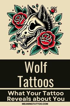 wolf tattoos with roses on it and the words wolf tattoos what your tattoo reveals about you