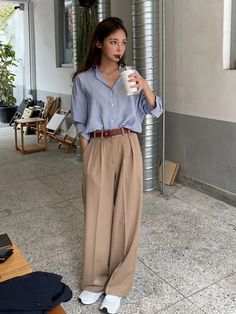 DAZY Button Up Drop Shoulder Shirt | SHEIN USA Corporate Girl, Drop Shoulder Shirt, Office Casual Outfit, Corporate Fashion, Stylish Work Attire, Office Outfits Women, Business Casual Outfits For Work, Shein Outfits, Trendy Fashion Outfits