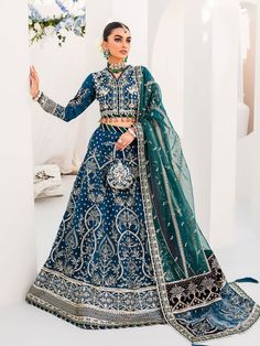 Gulaal Shabnam 03 Wedding Collection Unstitched Dabka Lehenga For Wedding, Unstitched Lehenga For Wedding Eid, Unstitched Dupatta For Ceremony, Dabka Detailed Wedding Gown For Party Wear, Anarkali Salwar Kameez For Eid Ceremony, Blue Dabka Lehenga For Reception, Unstitched Salwar Kameez With Dupatta For Ceremony, Anarkali Ceremony Set With Dupatta, Unstitched Lehenga For Eid Ceremony