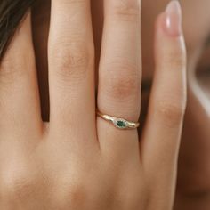 "Emerald Ring / 14k Solid Gold with Marquise Emerald Ring in Halo Setting with Round Pave Diamonds by Ferkos Fine Jewelry / May Birthstone Item Details  * Made to Order * Gold Kt: 14K (also available in 18K) * Available Gold Color: Rose Gold, Yellow Gold, White Gold * Round Diamond: 12 pcs 1.0 MM * Marquise Emerald: 1 pc 4 X 2 MM * Diamond Carat Weight: 0.07 ctw * Emerald Carat Weight: 0.10 ctw * Diamond Color-Clarity: G Color SI Clarity If you have any additional questions about this ring, just hit the \"Message Ferko\" button and we will get back to you within a few hours. ▶ See more of our Emerald Jewelry - https://etsy.me/3QCyZBQ ▶ See our storefront here - http://etsy.me/2lUcVnH  ▶ All store sections here * Diamond Rings - http://etsy.me/2lwKUl8 * Diamond Earrings - http://etsy.me/2ly 14k Gold Jewelry With Gemstone Accents For May Birthstone, Classic Jewelry With May Birthstone Gemstone Accents, 14k Gold Jewelry With May Birthstone Gemstone Accents, Multi-stone Round Jewelry For May Birthstone, 14k Yellow Gold Diamond Ring With Gemstone Accents, Elegant Yellow Gold Turquoise Ring With Gemstone Accents, 14k Gold Emerald Promise Ring, May Birthstone, 14k Gold Emerald Ring For Promise, May Birthstone, Promise Cluster Ring With Birthstone In Fine Jewelry Style