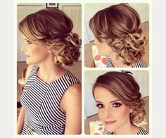 soft curly wedding updo - love this! ~ we ❤ this! moncheribridals.com Curly Wedding Updo, Bridal Hair Up, Soft Updo, Prom Hair Updo, Curly Wedding Hair