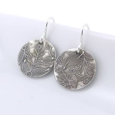 Small Silver Earrings Sterling Silver Jewelry Silver Dangle | Etsy Bohemian Drop Earrings With Floral Print, Bohemian Floral Print Drop Earrings, Handmade Botanical Dangle Flower Earrings, Paisley Earrings, Small Silver Earrings, Bead Bar Necklace, Jewelry Rustic, Boys Jewelry, Bohemian Pattern