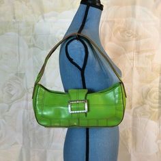 Good preowned condition. Dirty lining wear on bottom corners. See pics for measurements Designer Green Satchel For Daily Use, Designer Green Satchel For Everyday, Designer Green Everyday Satchel, Designer Green Satchel Shoulder Bag, Retro Green Everyday Bag, Green Retro Everyday Bag, Designer Green Shoulder Satchel, Vintage Green Shoulder Bag For Errands, Vintage Green Shoulder Bag For Daily Use