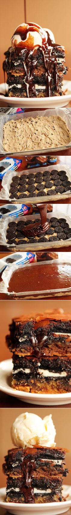 several trays of food are stacked on top of each other in the same direction