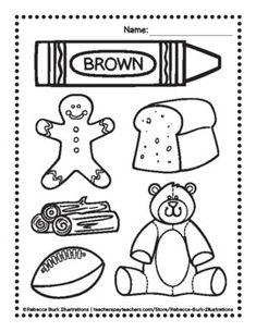 a coloring page with different items to color