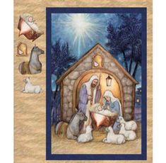 a nativity scene with sheep, lambs and baby jesus