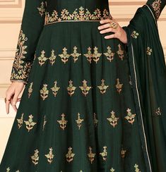 COLOR : Palm Green FABRIC : Top - Pure Silk, Bottom & Inner - Dull Santoon, Dupatta - Chinon WORK : Heavy Resham & Zari Embroidery, Stones, Sequins, Motifs, Lace Border OCCASION : Wedding, Reception, Engagement, Party Wear, Festival READY-TO-WEAR : NoSTITCHING : Available as semi-stitched fabric, can be stitched using standard size option (+$20). Note: There might be a slight color variation due to lighting and flash used during photoshoot. The bright shade seen is the best closer view of fabric Luxury Green Floral Embroidered Anarkali Set, Anarkali Green Embroidered Fabric With Motifs, Embroidered Green Floor-length Anarkali Set, Green Anarkali Embroidered Fabric With Intricate Embroidery, Green Embroidered Floor-length Dupatta, Embroidery Stones, Silk Anarkali Suits, Silk Anarkali, Palm Green