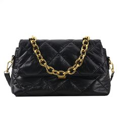 Color: Black Black Rectangular Satchel With Chain Strap, Black Satchel Evening Bag With Large Capacity, Black Large Capacity Satchel Evening Bag, Large Capacity Black Satchel Evening Bag, Black Rectangular Shoulder Bag With Chain, Black Shoulder Bag With Chain Strap For Party, Luxury Black Shoulder Bag With Gold Chain, Black Party Bag With Chain Detail, Black Party Bags With Chain Detail