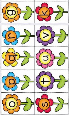 flowers and letters cut out to spell the letter o in this printable flower matching game