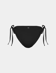 Your power suit has arrived. A classic cut with ties at the hip. Low rise with cheeky coverage. Pair it with the matching Triangle Bikini Top to complete the look. | Knix String Bikini Bottom in Black Wireless Bras, Power Suit, Wireless Bra, Active Wear Outfits, Swim Bottoms, Shop Swimwear, Sports Bras, Swimwear Tops, Swim Shorts