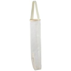 a white mesh bag hanging from the side