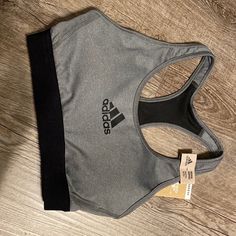 Medium-Support Sports Bra Ideal For Weight Training And Light Aerobics Gray Casual Breathable Sports Bra, Casual Gray Breathable Sports Bra, Gray Moisture-wicking Casual Sports Bra, Gray Sports Bra For Training, Casual Gray Sports Bra For Training, Casual Fitted Gray Sports Bra, Fitted Gray Casual Sports Bra, Adidas Gray Athleisure Activewear, Adidas Gray Activewear For Gym