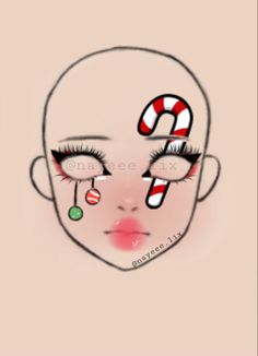 Christmas Makeup Looks Creative, Creative Christmas Makeup Ideas, Creative Makeup Looks Eye Art, Face Paint Ideas Aesthetic, Creative Eye Makeup Ideas, Creative Christmas Makeup Looks, Makeup Looks Drawing, Makeup Noel, Ornament Makeup