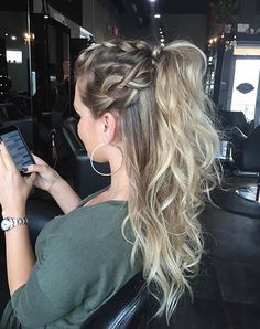 Braided Half Up Ponytail Elegant Ponytail, Braided Ponytail Hairstyles, בר מצווה, Penteado Cabelo Curto, Different Hairstyles, Hair Stuff, Cute Hair, Ponytail Hairstyles, Hair Designs